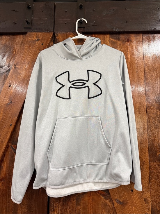 Under Armour Other - Under Armour Men’s Light Gray Pullover Hoodie with Black Logo